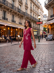 Floral Embroidered Tunic with Palazzos