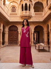 Floral Embroidered Tunic with Palazzos
