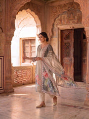 Women Floral Printed Regular Kurta with Trousers & With Dupatta