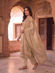 Women Floral Printed Regular Sequinned Kurta with Trousers & With Dupatta