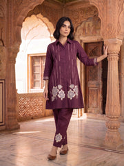 Floral Embroidered Tunic with Trousers