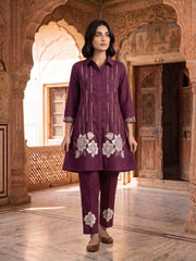 Floral Embroidered Tunic with Trousers