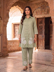 Floral Embroidered Tunic with Trousers