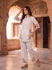 Floral Embroidered Shirt with Palazzos
