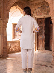 Floral Embroidered Shirt with Palazzos