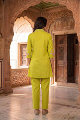 Floral Embroidered Shirt with Trousers