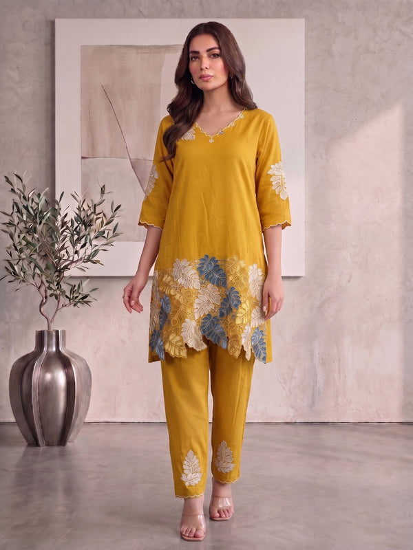 Floral Embroidered Tunic with Trousers