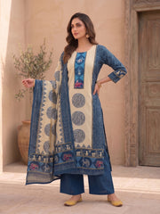 Women Ethnic Motifs Printed Regular Pure Silk Kurta with Palazzos & With Dupatta
