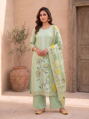 Women Floral Printed Regular Sequinned Pure Silk Kurta with Palazzos & With Dupatta