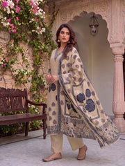 Women Ethnic Motifs Printed Regular Pure Silk Kurta with Trousers & With Dupatta