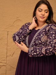 Embroidered Fit & Flared Maxi Ethnic Dresses