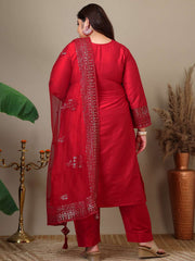 Women Ethnic Motifs Regular Sequinned Kurta with Trousers & With Dupatta