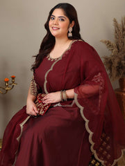 Women Ethnic Motifs Embroidered Panelled Kurta with Trousers & With Dupatta