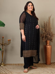 Women Plus Size Ethnic Motifs Printed Kurta with Palazzo & Dupatta