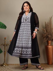 Women Plus Size Ethnic Motifs Printed Kurta with Palazzo & Dupatta