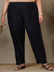 Women Plus Size Zari Embroidered Kurta with Trousers & Dupatta