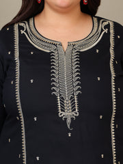 Women Plus Size Zari Embroidered Kurta with Trousers & Dupatta