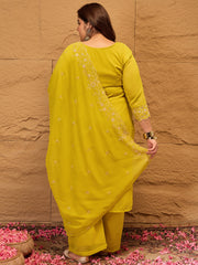 Ethnic Motifs Embroidered Georgette Kurta with Palazzos & Dupatta