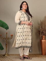 Women Ethnic Motifs Embroidered Thread Work Kurta with Trousers & With Dupatta