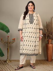 Women Ethnic Motifs Embroidered Thread Work Kurta with Trousers & With Dupatta