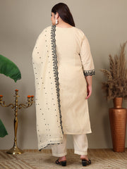 Women Ethnic Motifs Embroidered Thread Work Kurta with Trousers & With Dupatta