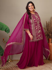 Women Ethnic Motifs Embroidered Regular Kurta Palazzos & With Dupatta