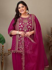 Women Ethnic Motifs Embroidered Regular Kurta Palazzos & With Dupatta