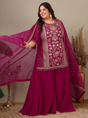 Women Ethnic Motifs Embroidered Regular Kurta Palazzos & With Dupatta