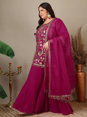 Women Ethnic Motifs Embroidered Regular Kurta Palazzos & With Dupatta