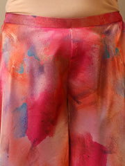 Plus Size Women Zari Thread Embroidered Crushed Organza Kurta Set with Dupatta