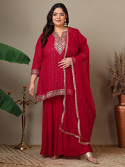 Women Ethnic Motifs Embroidered Regular Kurta with Sharara & With Dupatta
