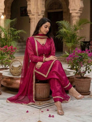 Maroon Fendi Satin Salwar Suit