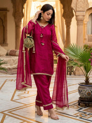 Maroon Fendi Satin Salwar Suit