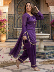 Violet Fendi Satin Salwar Suit