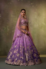 Purple Tissue Fabric Sequins embroidery Semi Stitched Lehenga and Unstitched Blouse With Dupatta
