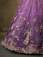 Purple Tissue Fabric Sequins embroidery Semi Stitched Lehenga and Unstitched Blouse With Dupatta