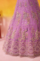 Mauve Net Fabric Sequins embroidery Semi Stitched Lehenga and Unstitched Blouse With Dupatta