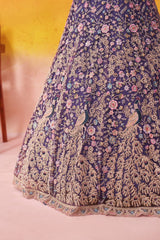 Purple Net Fabric Sequins embroidery Semi Stitched Lehenga and Unstitched Blouse With Dupatta