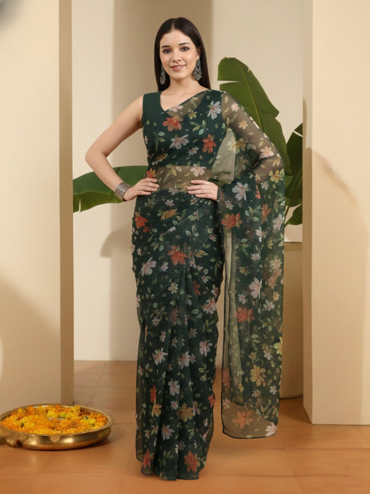 Floral Organza Saree