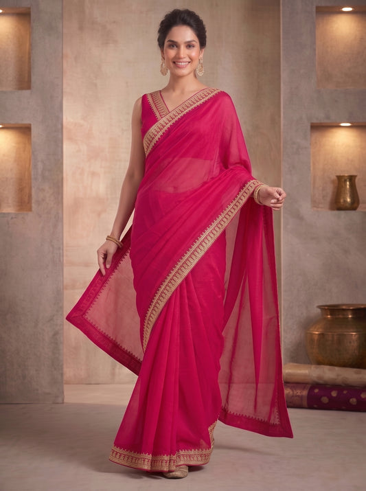 Zari Poly Georgette Saree