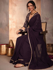 Embroidered Poly Georgette Saree