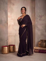 Embroidered Poly Georgette Saree