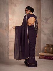 Embroidered Poly Georgette Saree