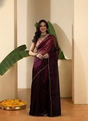 Ethnic Motifs Sequinned Organza Saree