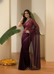 Ethnic Motifs Sequinned Organza Saree
