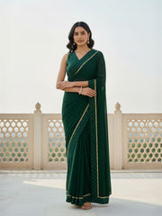Embellished Beads and Stones Poly Georgette Saree