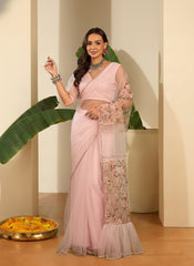 Floral Sequinned Net Saree