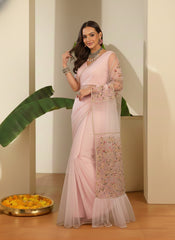Floral Sequinned Net Saree