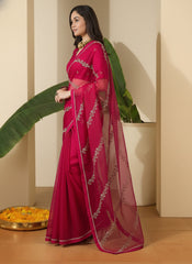 Embellished Embroidered Organza Heavy Work Saree