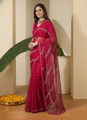 Embellished Embroidered Organza Heavy Work Saree